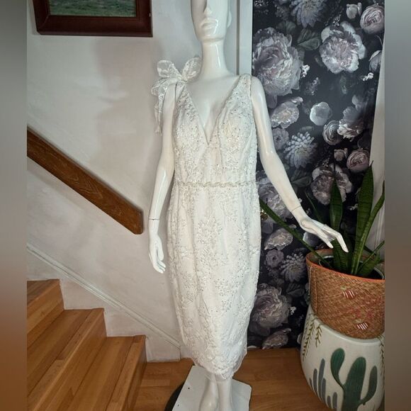 Anthropologie Mac Duggal Natalie V-Neck Beaded Embroidered Sleeveless/ size 14 - Picture 6 of 10